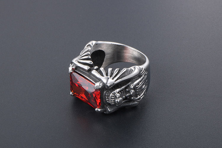 Personalized Titanium Steel Zircon Ring for Men - European and American Design, Wholesale Availability