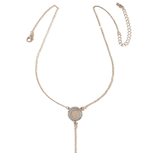 Dazzling Diamond Tag Necklace with Tassel Detail - Elegant European/American Jewelry Piece