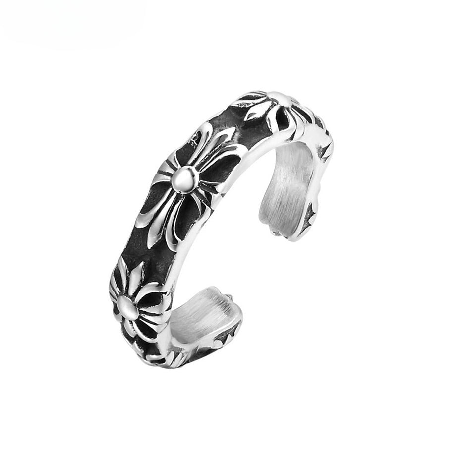 Croix Cross Opening Titanium Steel Rings for Men