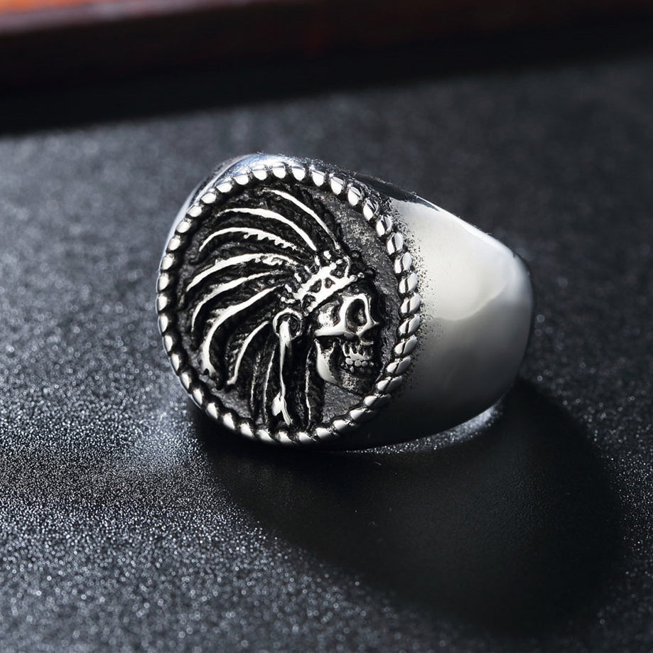 Halloween Skull Round Titanium Steel Ring for Men