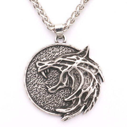 Wizard Wolf Head Necklace for Men - Norse Legacy Collection