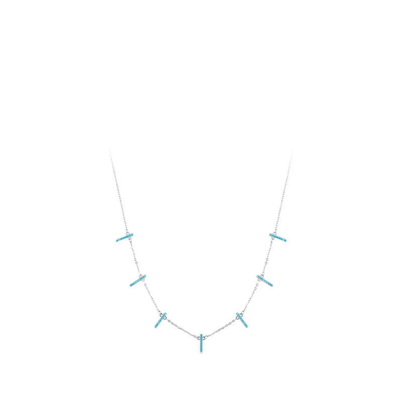 Bohemian Turquoise Choker Necklace in Sterling Silver