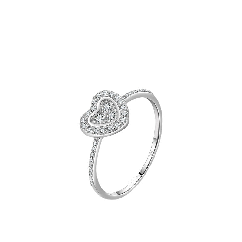 Everyday Genie Sterling Silver Zircon Ring in Heart Shape, Size 5-10