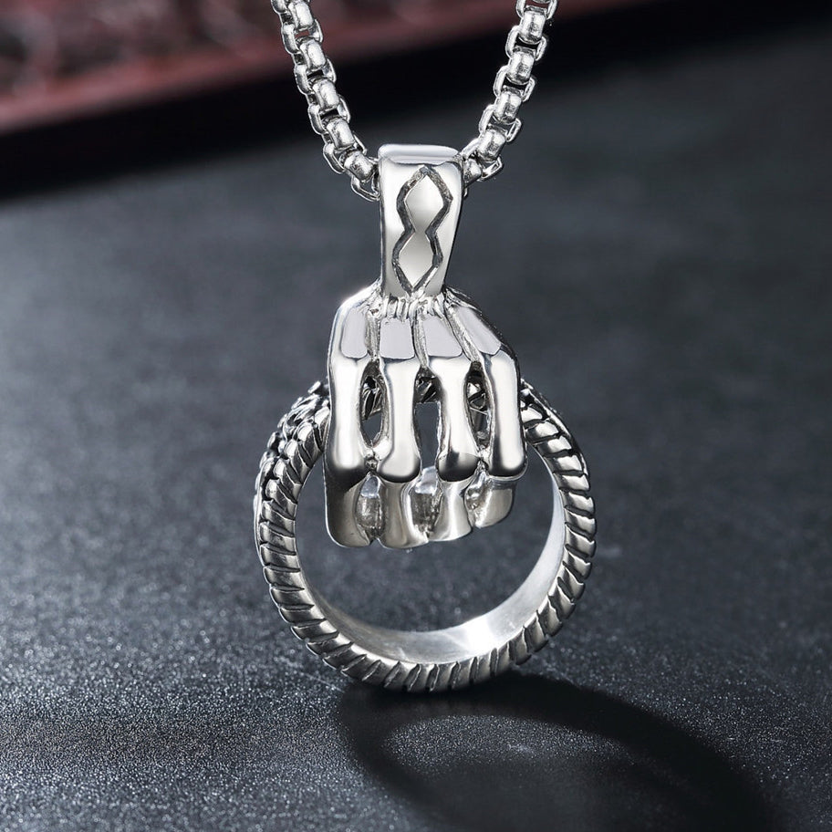 Devil Claw Circle Ring Titanium Steel Pendant for Men