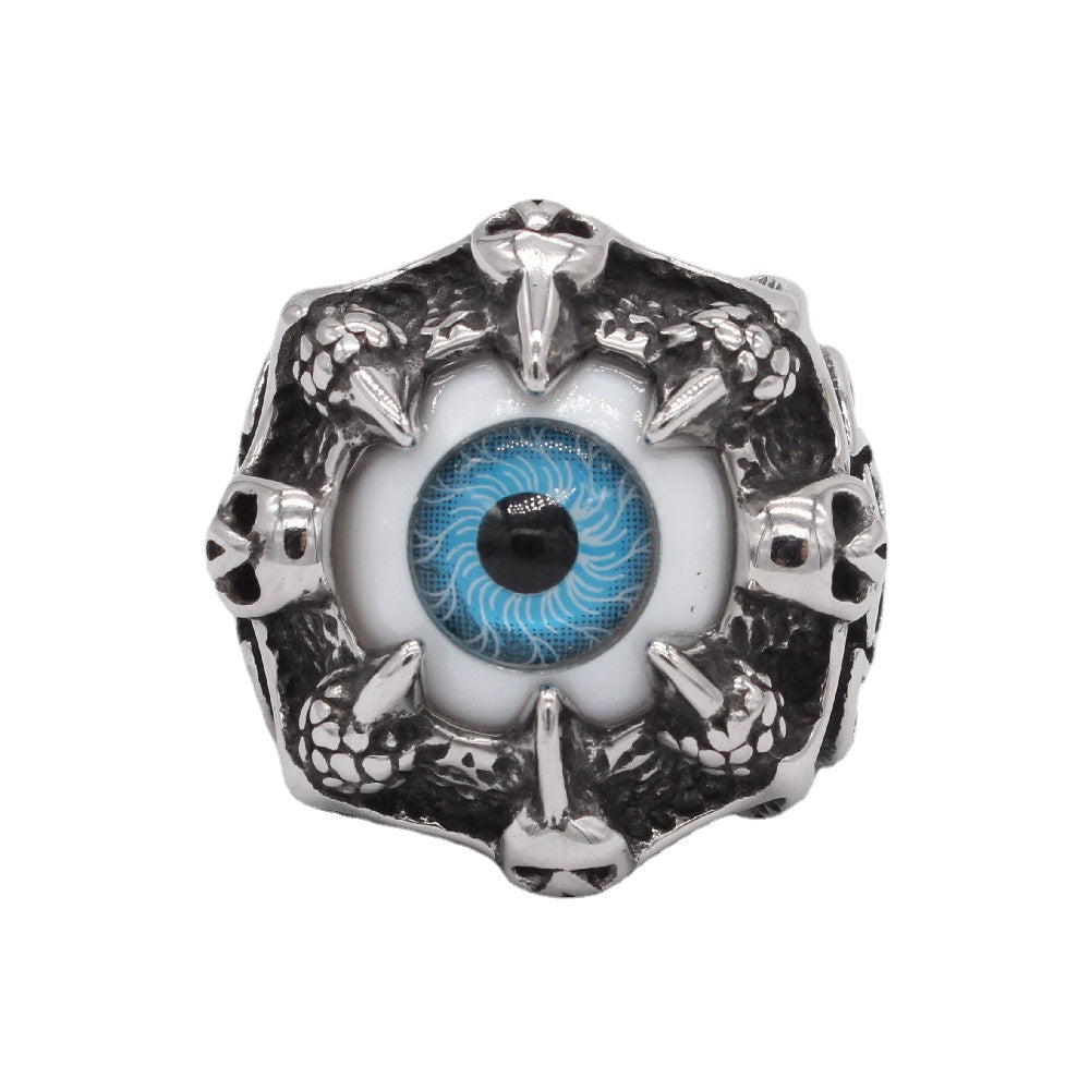 Devil Blue Eye Titanium Steel Ring for Men