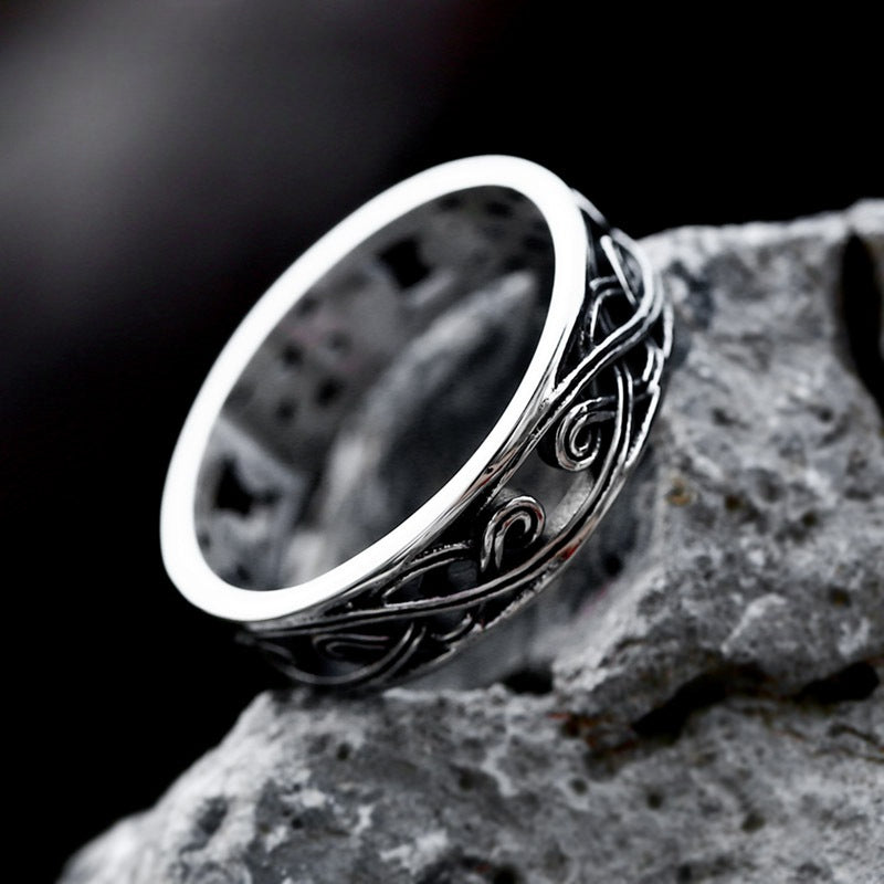 Vintage Nordic Viking Pattern Titanium Steel Men's Ring - Wholesale Retro Fashion for Him