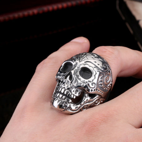 Exaggerated Men's Skull Ring in Titanium Steel - Wholesale Nightclub Jewelry for European and American Styles