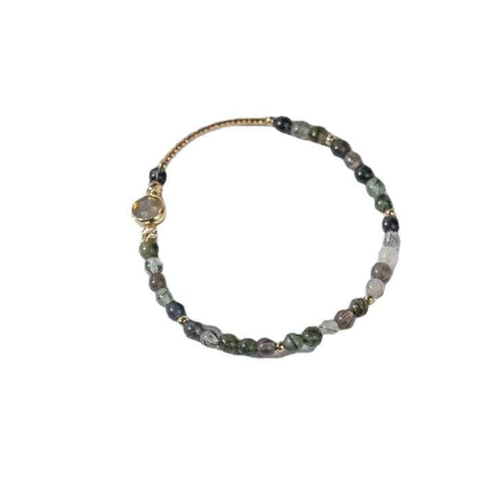 Stunning Double-Layered Natural Green Crystal Bracelet