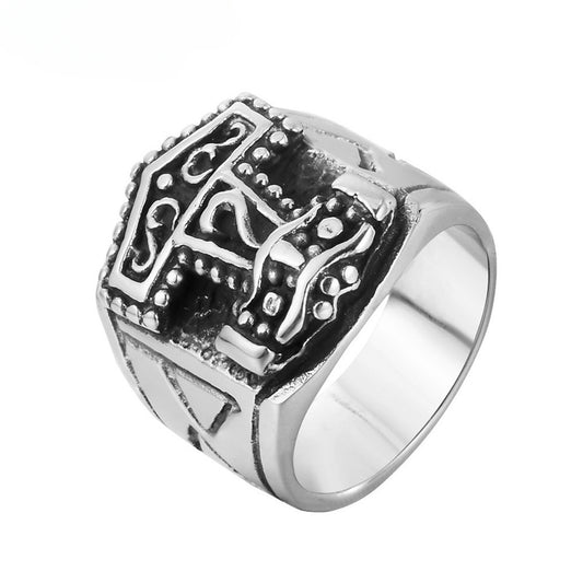 Vintage Thunder God Goat Titanium Steel Ring for Men