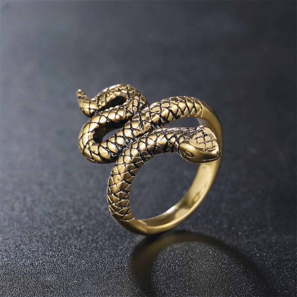 Punk Snake Titanium Steel Ring for Men