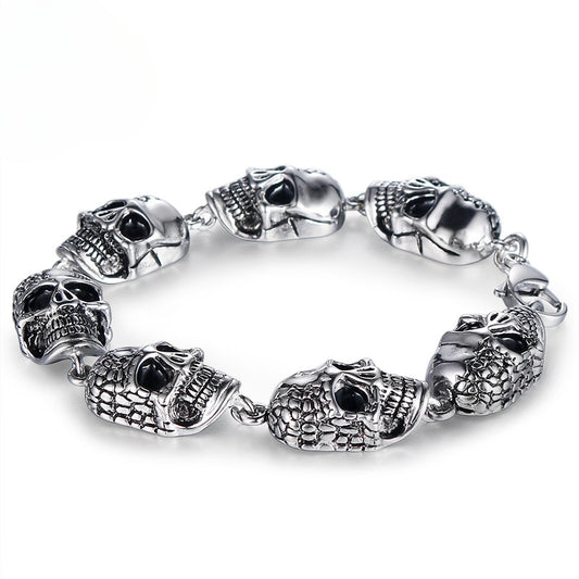 Retro Punk Skull Bracelet for Men - Personalized Titanium Steel Religious Totem Design