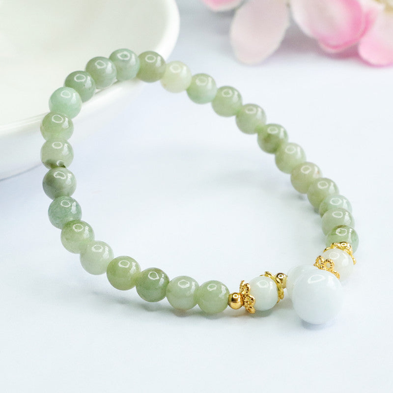 Fortune's Favor Sterling Silver Jade Gourd Bracelet