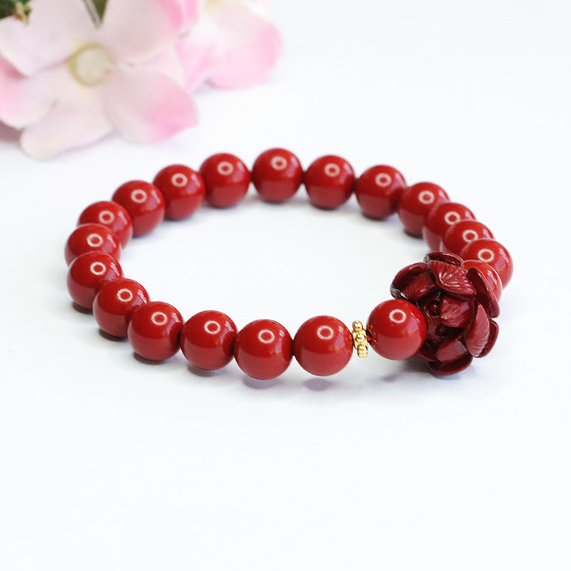 Cinnabar Lotus Sterling Silver Bracelet