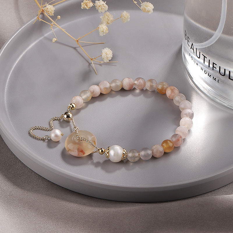 Elegant Cherry Blossom Agate Pearl Bracelet