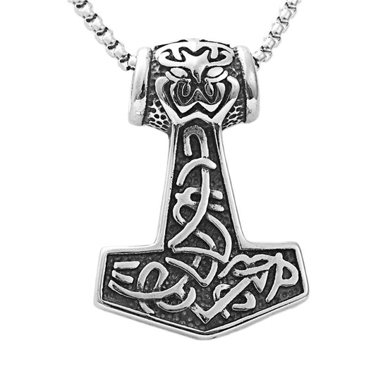 Titanium Steel Personalized Viking Raytheon Hammer Pendant Necklace for Trendy Men