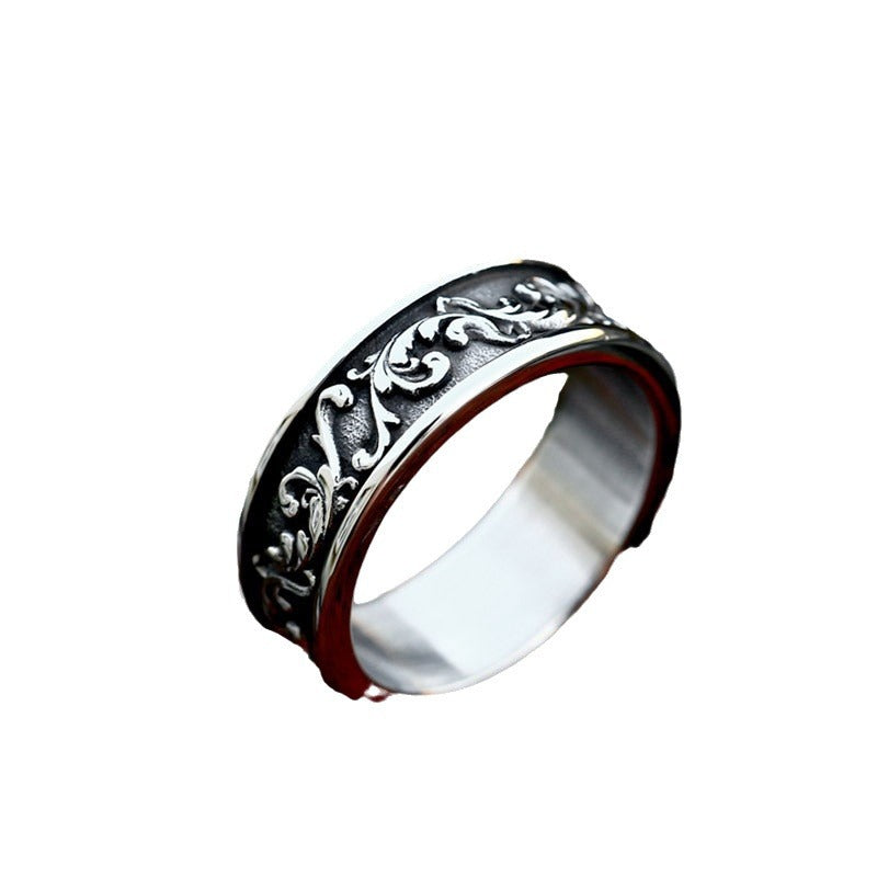 Contemporary Retro Titanium Steel Ring for Men - Versatile Stainless Steel Fashion Accessory