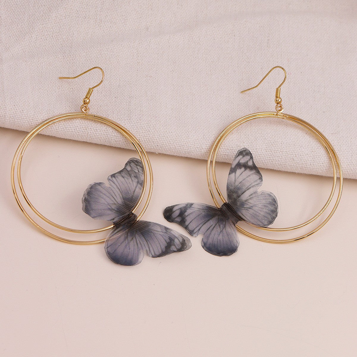 Butterfly Verve Exaggerated Circle Earrings in Geometric Design