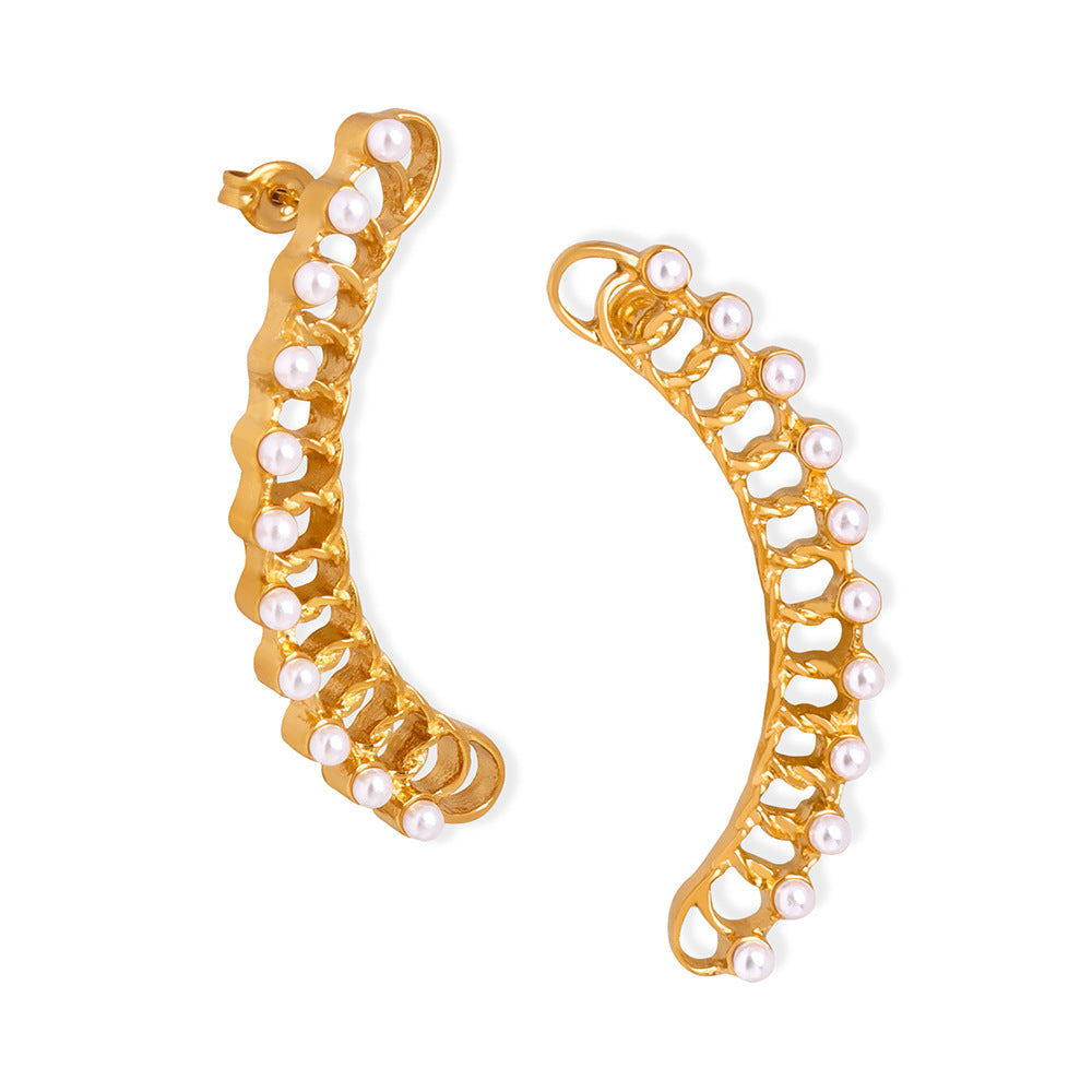 Luxurious Alexander Fashion 18K Gold Plated Pearl Earrings for Women