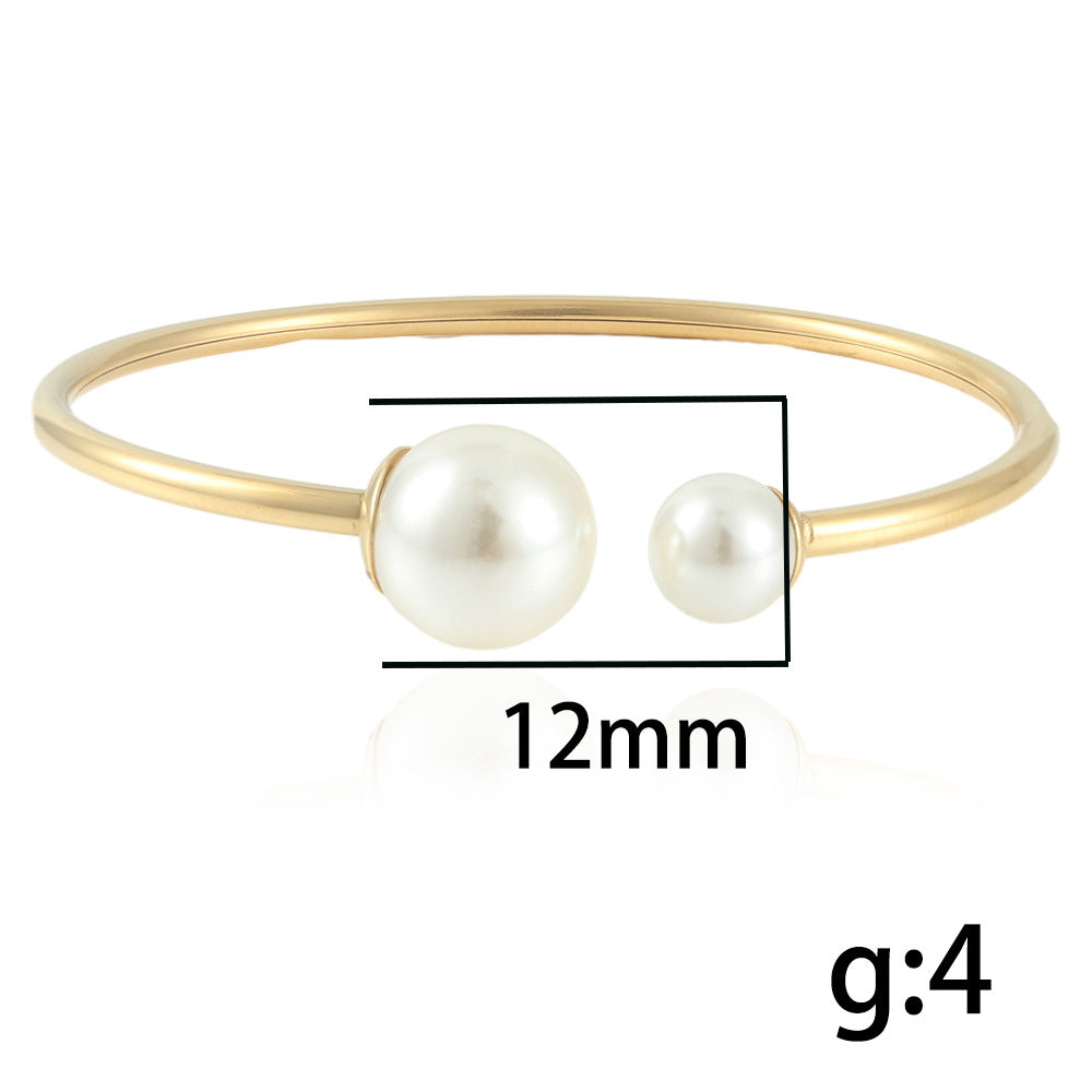 Stainless Steel Open Round Bead Bracelet - Contemporary Light Luxury for Women