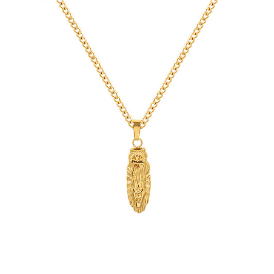 Vintage Gold-Plated Oval Portrait Necklace with Korean Design