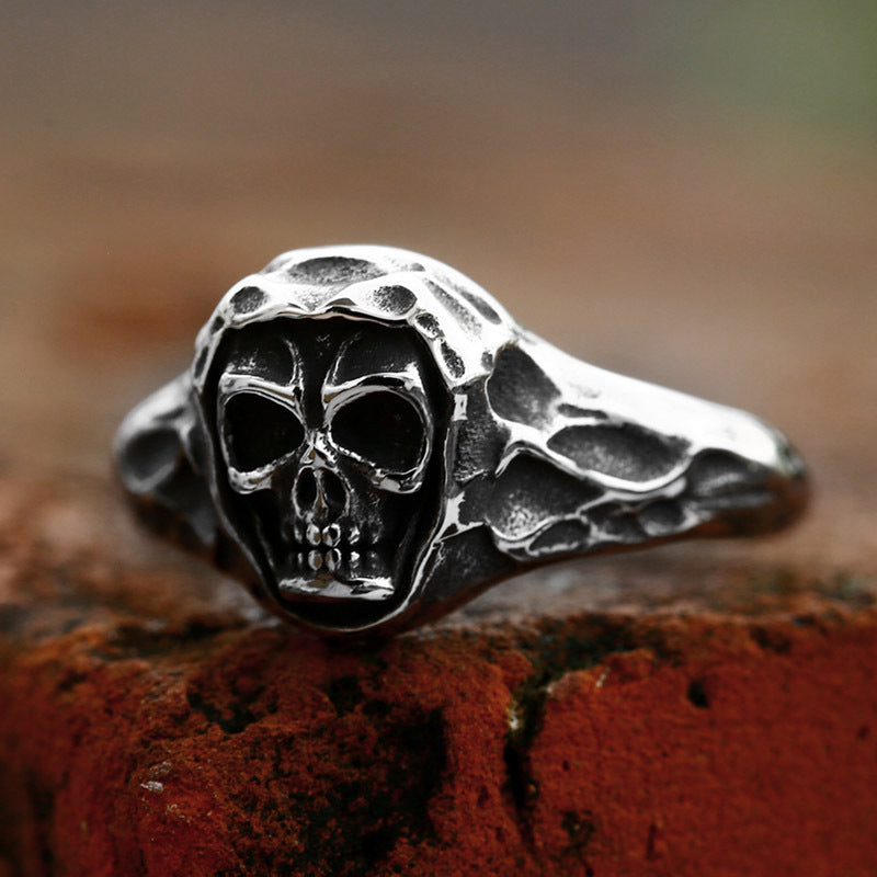 Punk Hip-Hop Stainless Steel Skull Ring for Men - Wholesale Titanium Jewelry