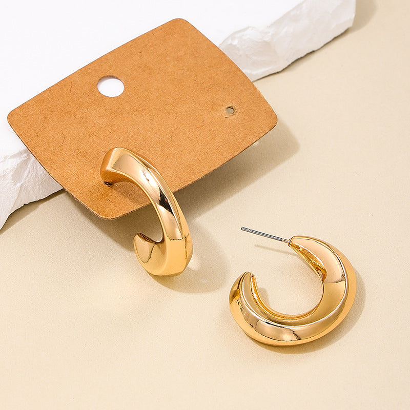 French Chic Parisian Style Earrings Set with C-Shaped Rings