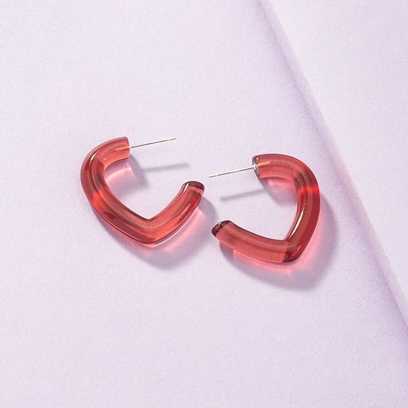 Wholesale Vienna Verve Colored Acrylic Peach Heart Earrings Set with Silver Needles