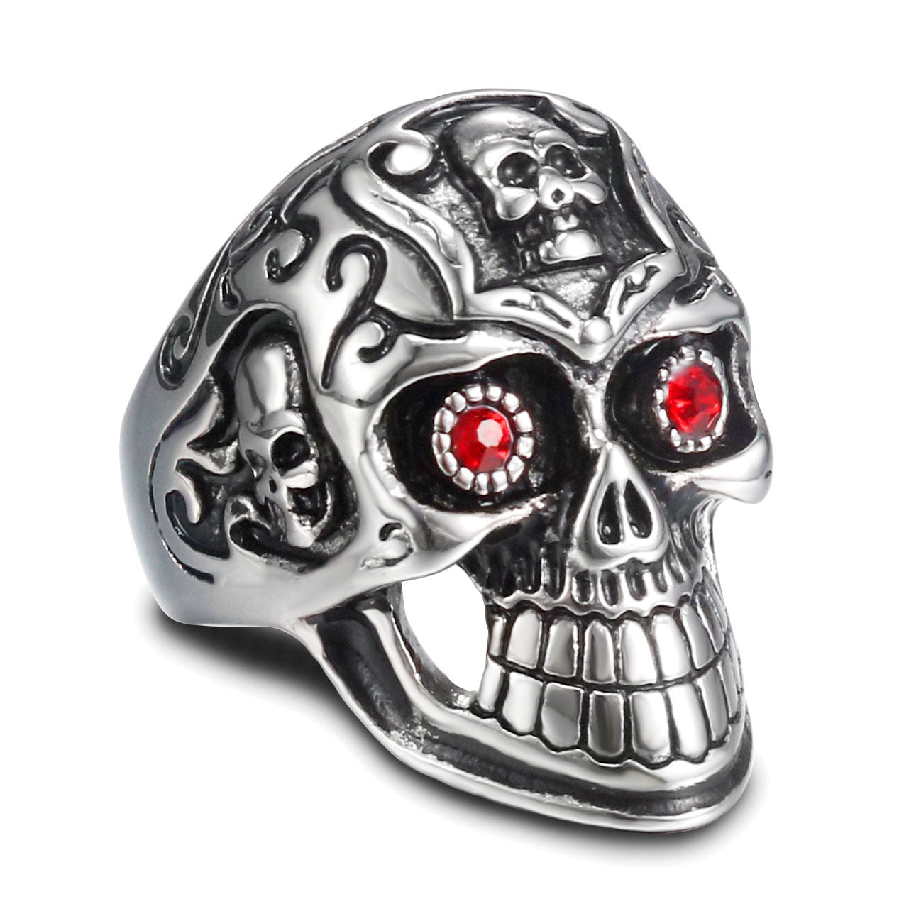 Personalized Retro Titanium Steel Skull Ring with Zircon Embellishments for Men