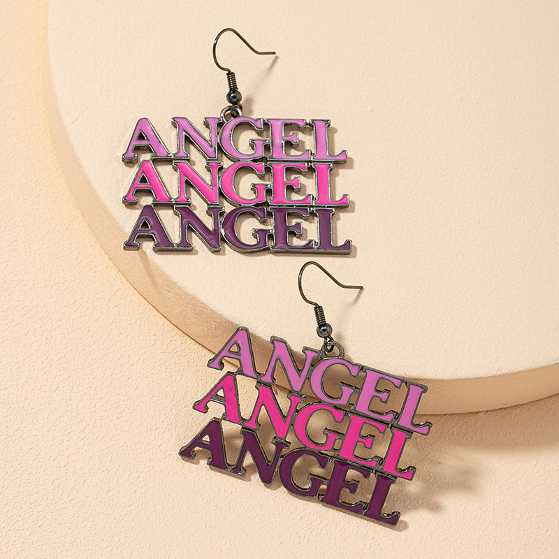 Angelic Block Letter Earrings from Vienna Verve by Planderful - Metal Needle Earrings