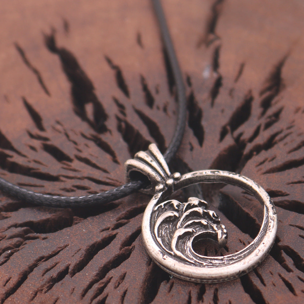 Wave Rider Metal Pendant Necklace - Men's Personalized Jewelry