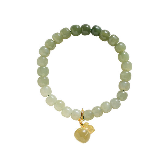 Fortune's Favor Sterling Silver Jade Handstring Bracelet