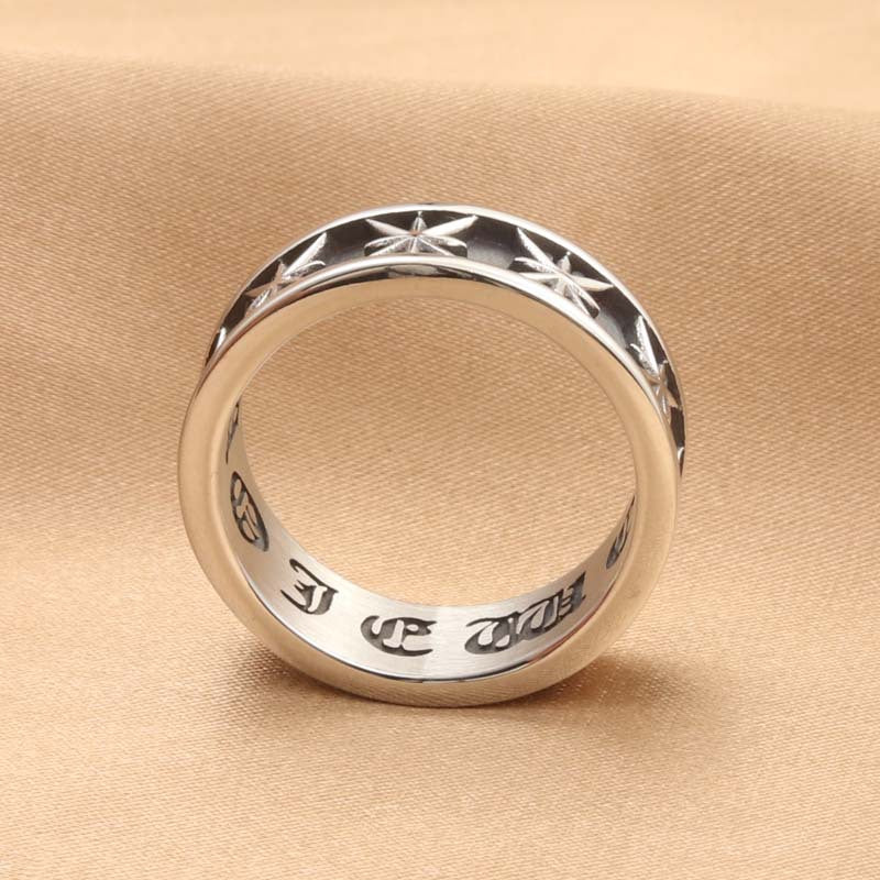 Retro Titanium Steel Star Ring for Men - Trendy Octagonal Design Jewelry Accessory