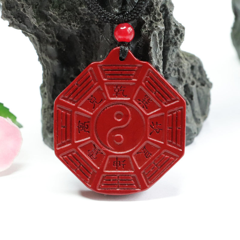 Vermilion Sand Bagua Tai Chi Pendant with Purple Gold Sand and Cinnabar Stone