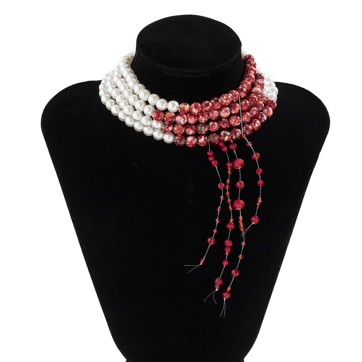 Retro Gothic Style Multi-layer Necklace with Imitation Pearl Tassels