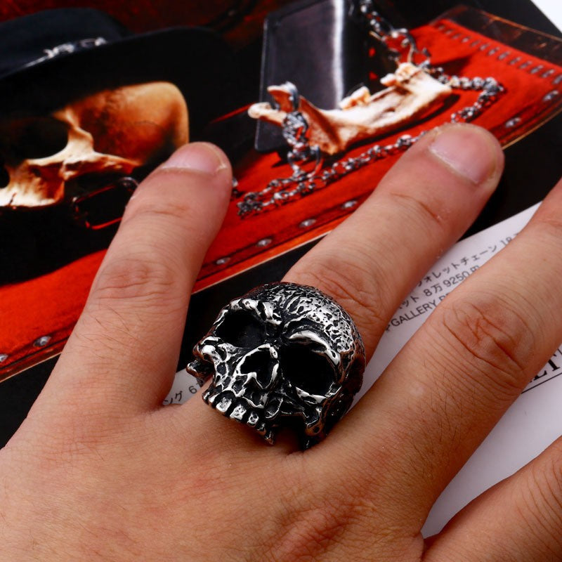 Men's Personalized Retro Skull Ring in Titanium Steel - Wholesale European and American Style Jewelry