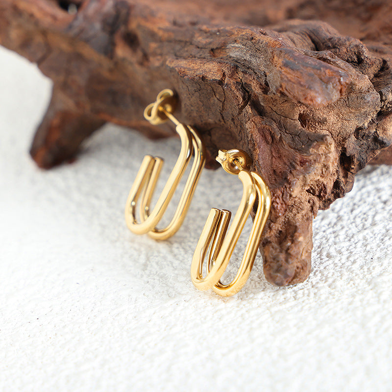 Geometric Frame Earrings with Korean Minimalist Vibe