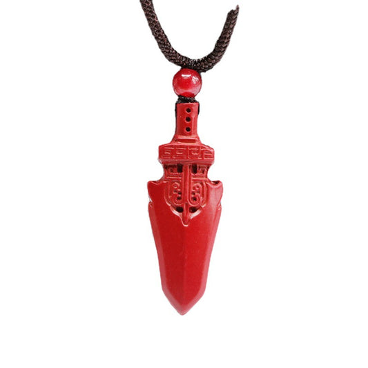 Demon Sword of Fortune's Favor Cinnabar Pendant