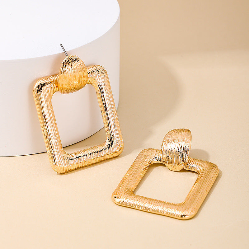 Square Geometric Earrings with Retro Vibe - Vienna Verve Collection