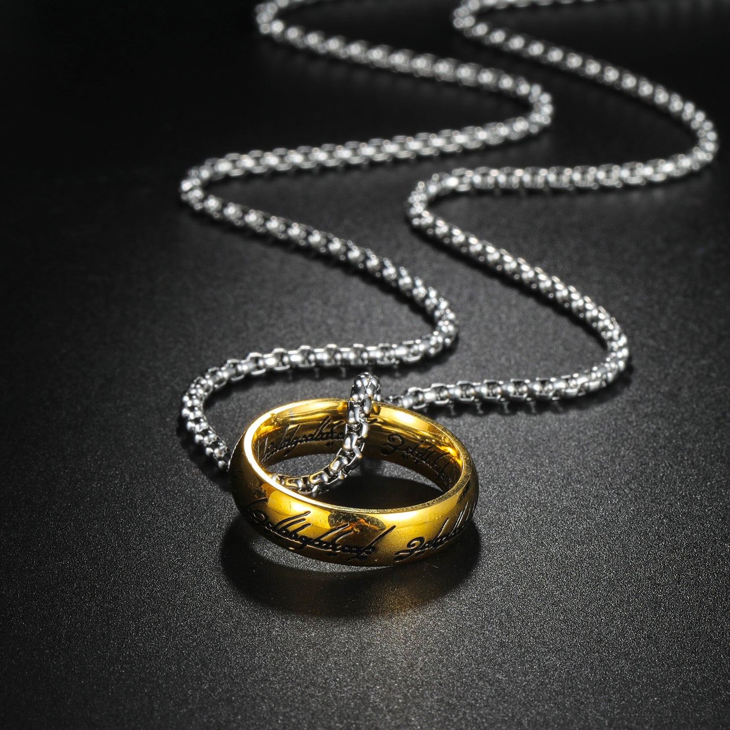 Titanium Steel Lord of the Rings Pendant Necklace for Men