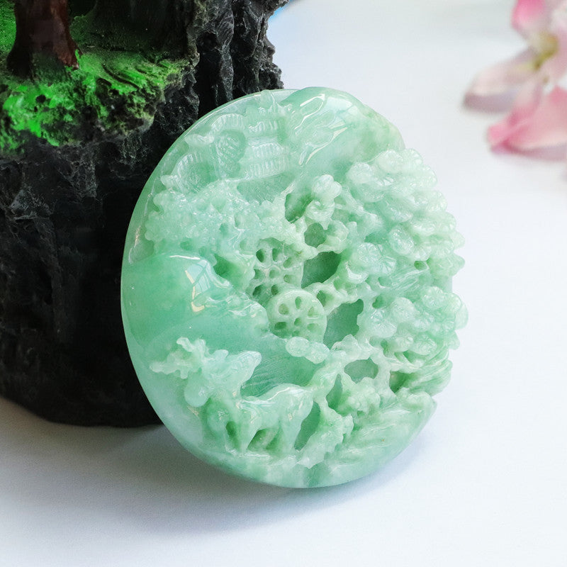 Green Jadeite Landscape Pendant - Fortune's Favor