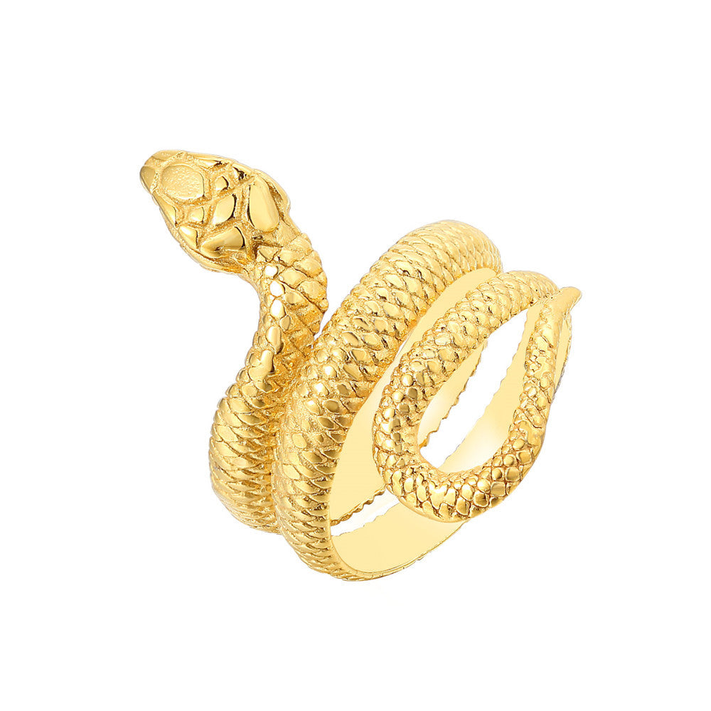 Retro Personality Snake Python Titanium Steel Ring for Men