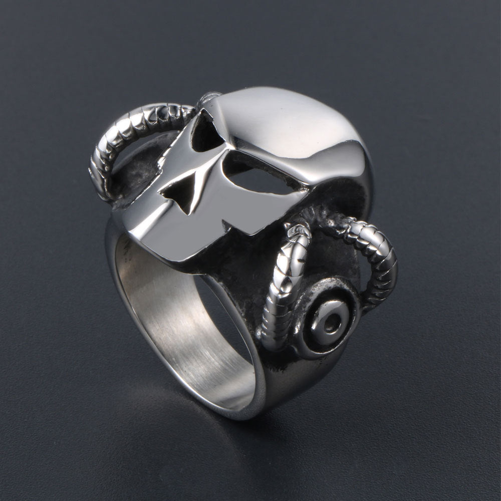 Custom Titanium Steel Men's Mechanical Ring with Bold Plate Design