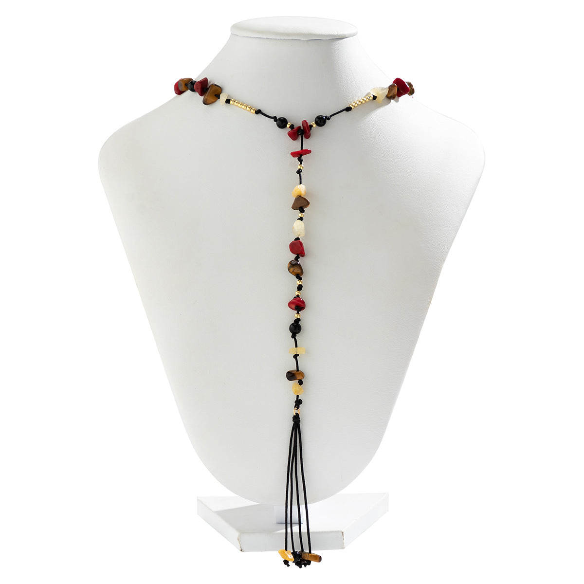 Zen Tassel Long Necklace with Beaded Chinese Design