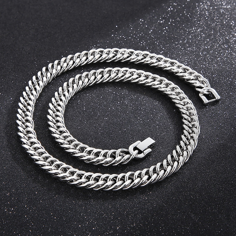 Customized Punk Stainless Steel Four-Sided Grind Bracelet with Trendy Men's Necklace Buckle Whip Chain