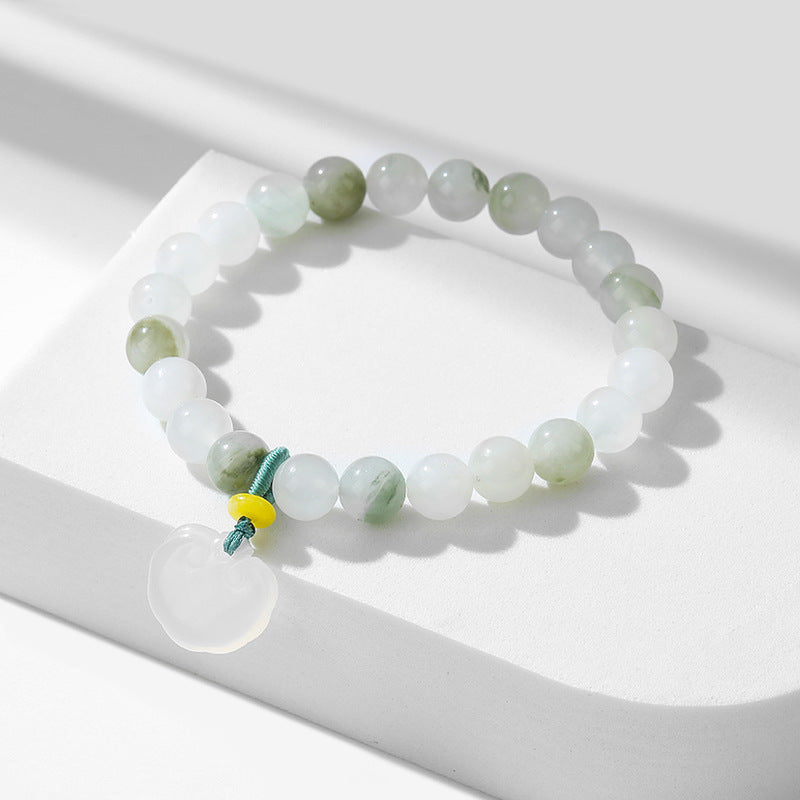 Jade and Sterling Silver Minimalist Beaded Bracelet for Girlfriend's Birthday Gift