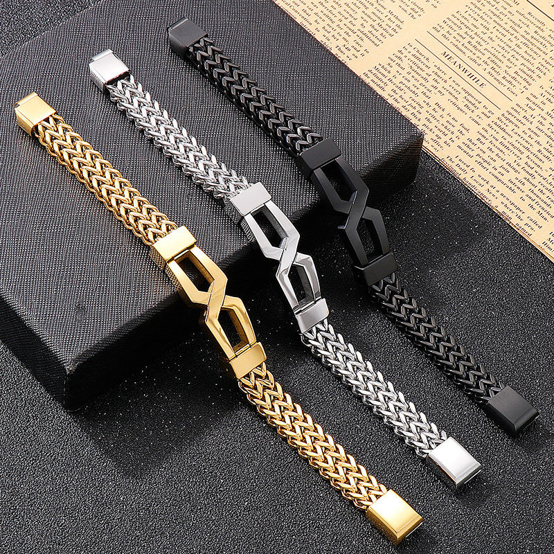 Stylish Hipster Titanium Steel Men's Bracelet - Wholesale European and American Trendsetter Accessories