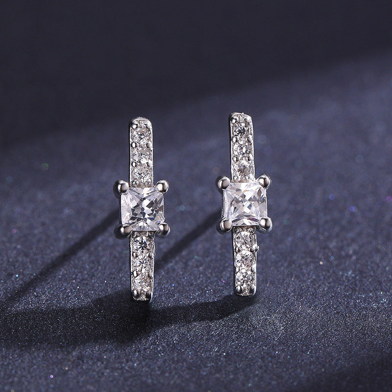 Korean Style Sterling Silver Zircon Earrings