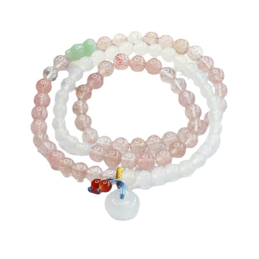 Litchi Frozen Chalcedony Sterling Silver Bracelet