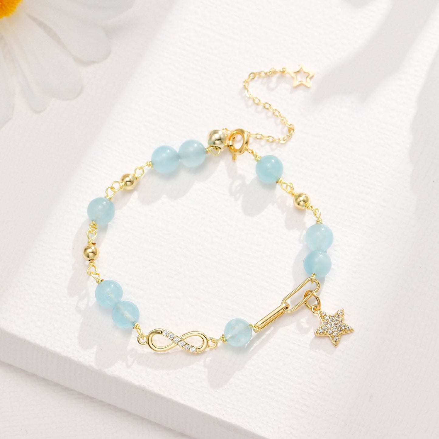 Fortune's Favor Aquamarine Crystal Sterling Silver Bracelet