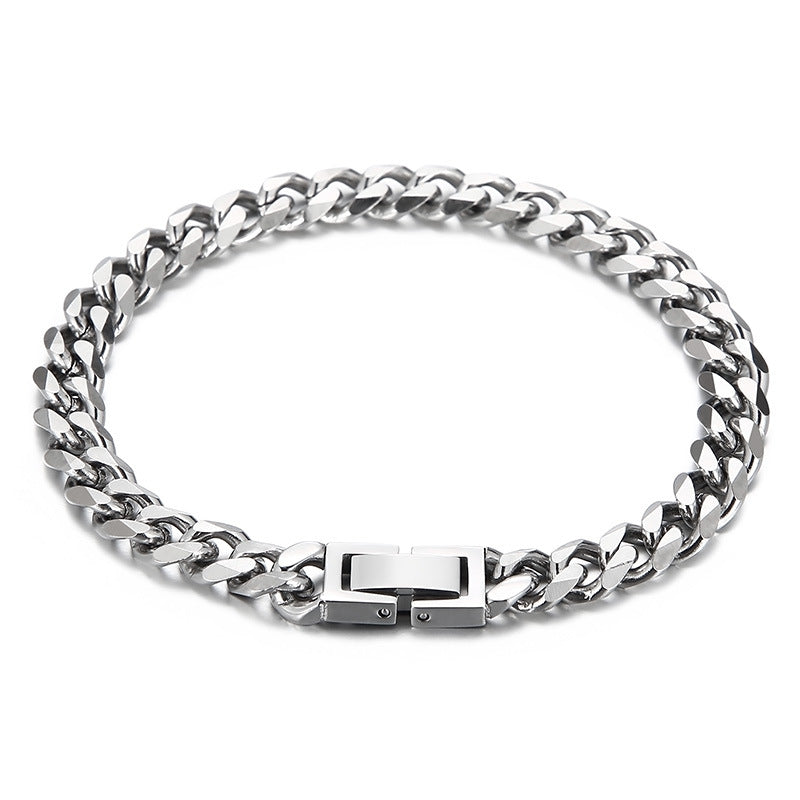 Unisex Retro Stainless Steel Cuban Chain Bracelet for Hip-Hop Style